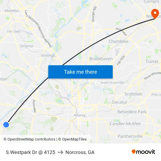 S Westpark Dr @ 4125 to Norcross, GA map