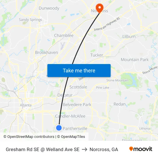 Gresham Rd SE @ Welland Ave SE to Norcross, GA map