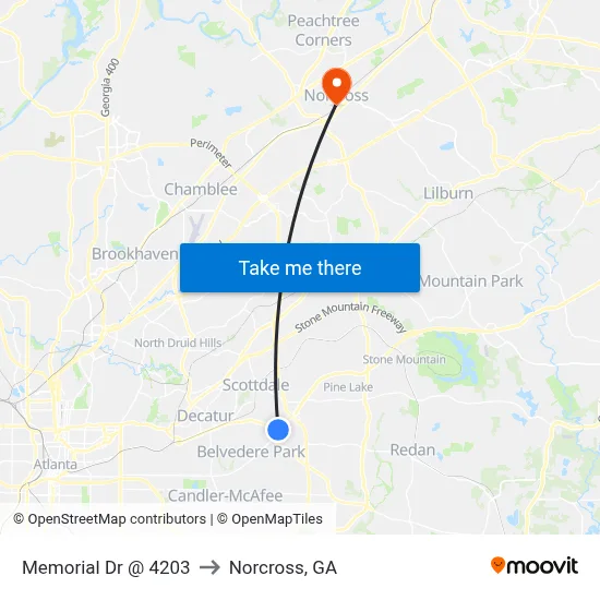 Memorial Dr @ 4203 to Norcross, GA map