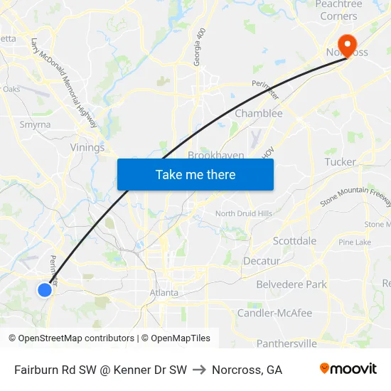 Fairburn Rd SW @ Kenner Dr SW to Norcross, GA map