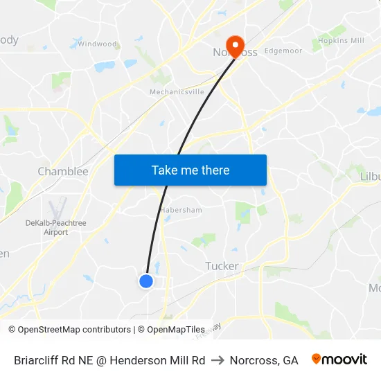 Briarcliff Rd NE @ Henderson Mill Rd to Norcross, GA map