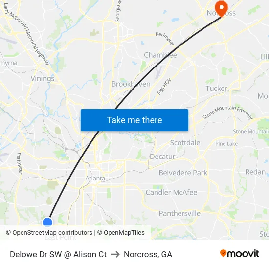 Delowe Dr SW @ Alison Ct to Norcross, GA map