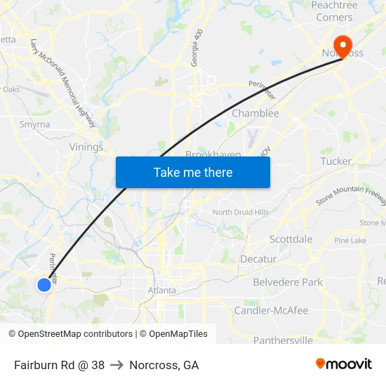 Fairburn Rd @ 38 to Norcross, GA map