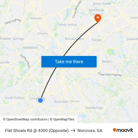 Flat Shoals Rd @ 4300 (Opposite) to Norcross, GA map