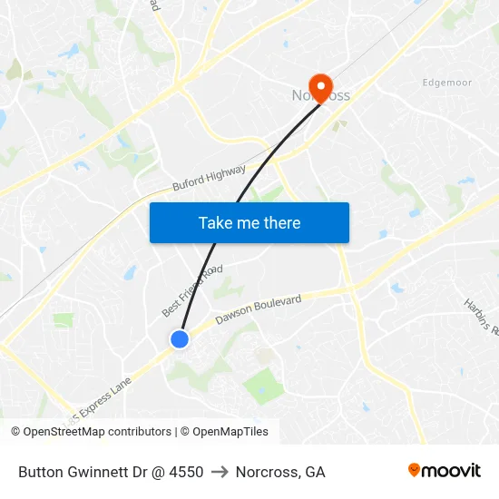 Button Gwinnett Dr @ 4550 to Norcross, GA map