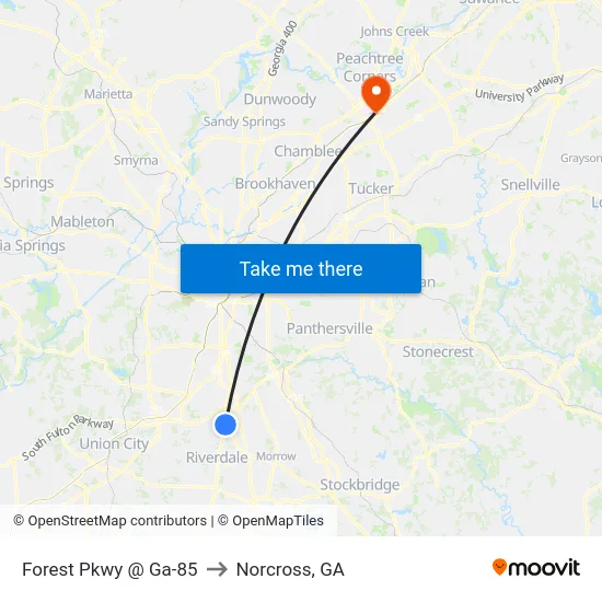 Forest Pkwy @ Ga-85 to Norcross, GA map