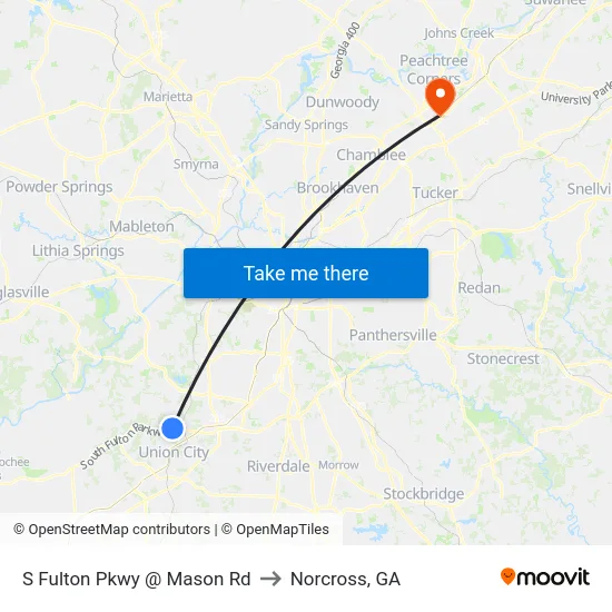 S Fulton Pkwy @ Mason Rd to Norcross, GA map