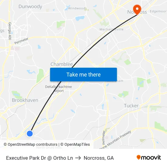 Executive Park Dr @ Ortho Ln to Norcross, GA map