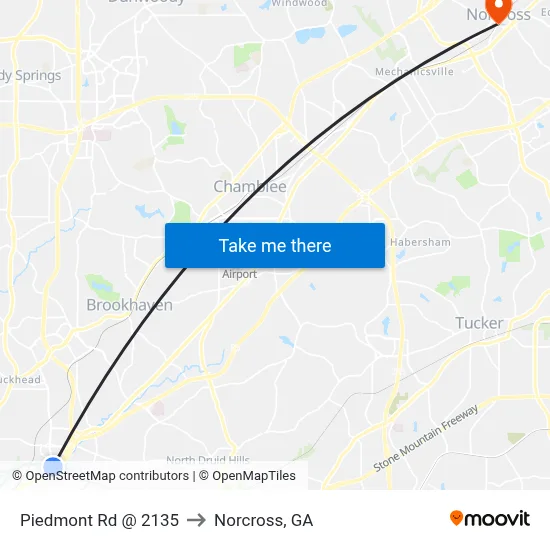 Piedmont Rd @ 2135 to Norcross, GA map