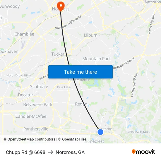 Chupp Rd @ 6698 to Norcross, GA map