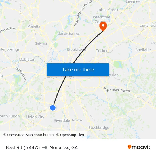 Best Rd @ 4475 to Norcross, GA map