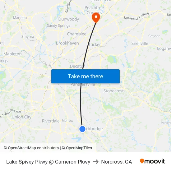 Lake Spivey Pkwy @ Cameron Pkwy to Norcross, GA map