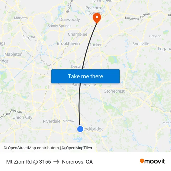 Mt Zion Rd @ 3156 to Norcross, GA map