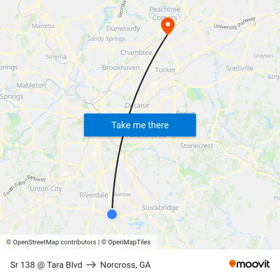 Sr 138 @ Tara Blvd to Norcross, GA map