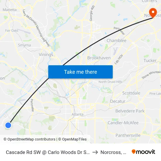 Cascade Rd SW @ Carlo Woods Dr SW to Norcross, GA map