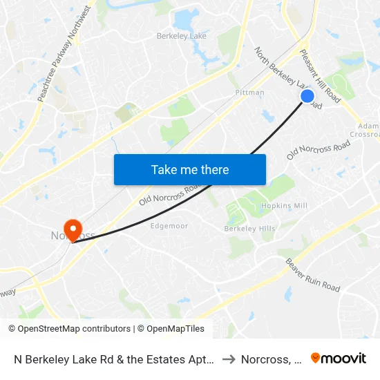 N Berkeley Lake Rd & the Estates Apts Ob to Norcross, GA map