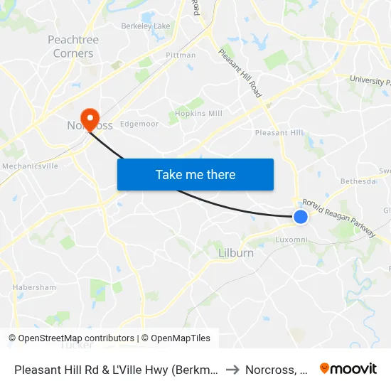 Pleasant Hill Rd & L'Ville Hwy (Berkmar) to Norcross, GA map