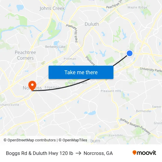 Boggs Rd & Duluth Hwy 120 Ib to Norcross, GA map