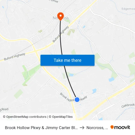 Brook Hollow Pkwy & Jimmy Carter Blvd Ob to Norcross, GA map