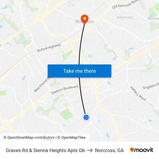 Graves Rd & Sienna Heights Apts Ob to Norcross, GA map