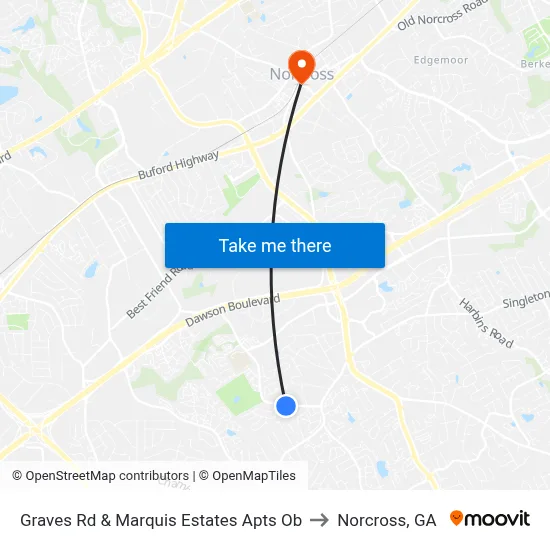 Graves Rd & Marquis Estates Apts Ob to Norcross, GA map