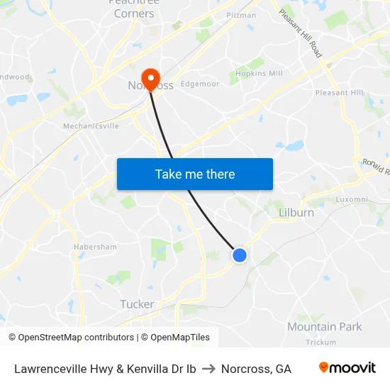Lawrenceville Hwy & Kenvilla Dr Ib to Norcross, GA map