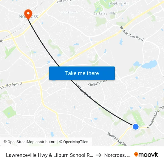 Lawrenceville Hwy & Lilburn School Rd Ob to Norcross, GA map
