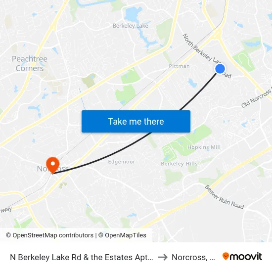 N Berkeley Lake Rd & the Estates Apts Ib to Norcross, GA map