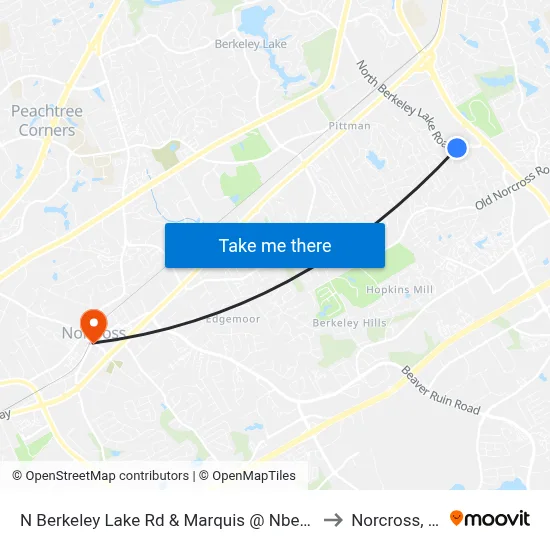 N Berkeley Lake Rd & Marquis @ Nberkeley to Norcross, GA map