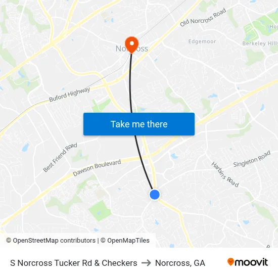 S Norcross Tucker Rd & Checkers to Norcross, GA map