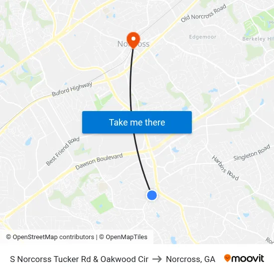 S Norcorss Tucker Rd & Oakwood Cir to Norcross, GA map