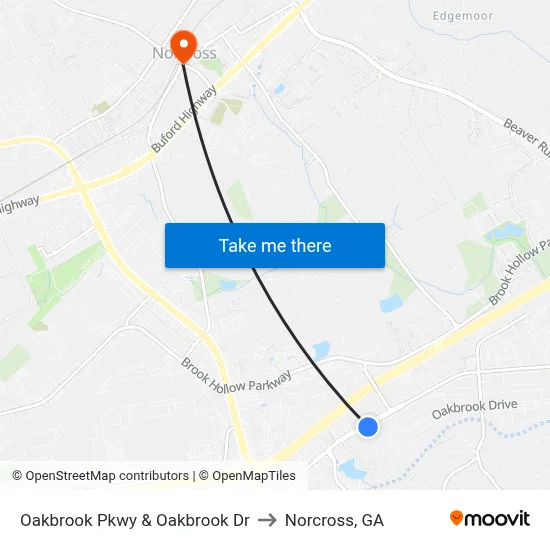 Oakbrook Pkwy & Oakbrook Dr to Norcross, GA map
