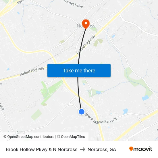 Brook Hollow Pkwy & N Norcross to Norcross, GA map