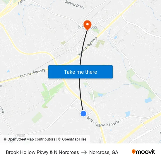 Brook Hollow Pkwy & N Norcross to Norcross, GA map