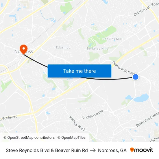 Steve Reynolds Blvd & Beaver Ruin Rd to Norcross, GA map
