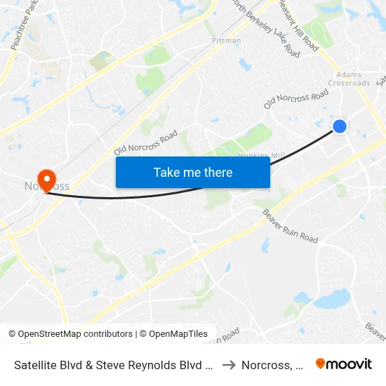 Satellite Blvd & Steve Reynolds Blvd Ob to Norcross, GA map
