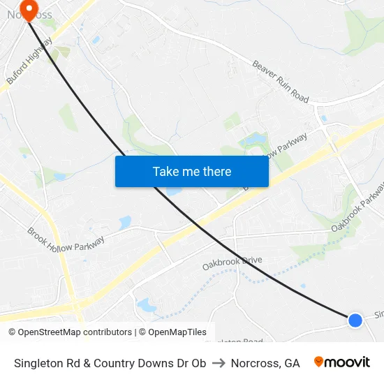 Singleton Rd & Country Downs Dr Ob to Norcross, GA map