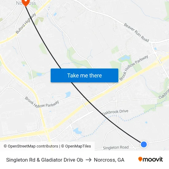 Singleton Rd & Gladiator Drive Ob to Norcross, GA map