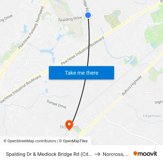 Spalding Dr & Medlock Bridge Rd (Citgo) to Norcross, GA map