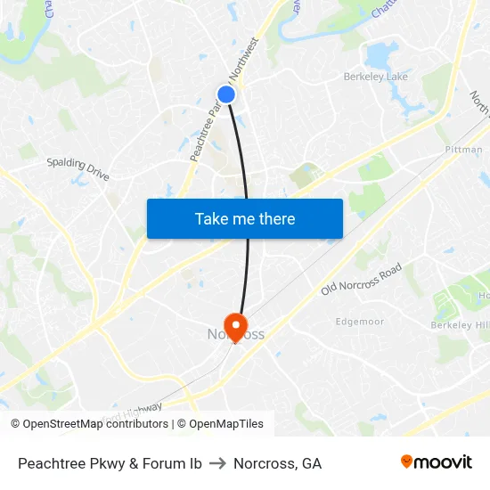 Peachtree Pkwy & Forum Ib to Norcross, GA map