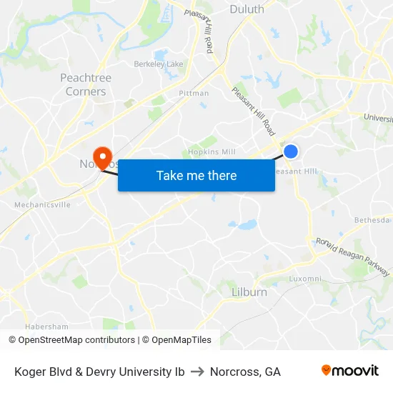 Koger Blvd & Devry University Ib to Norcross, GA map