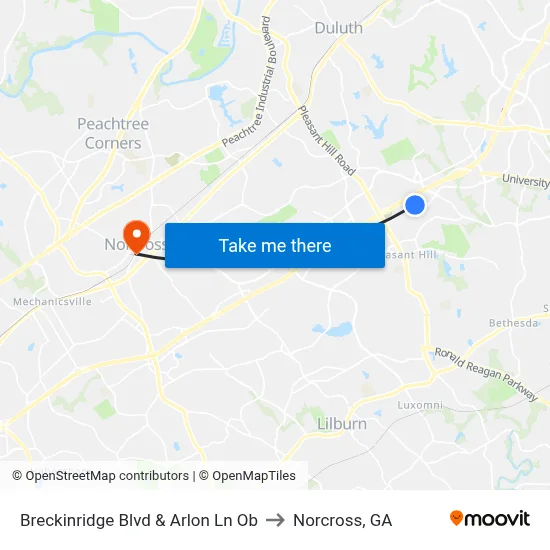 Breckinridge Blvd & Arlon Ln Ob to Norcross, GA map
