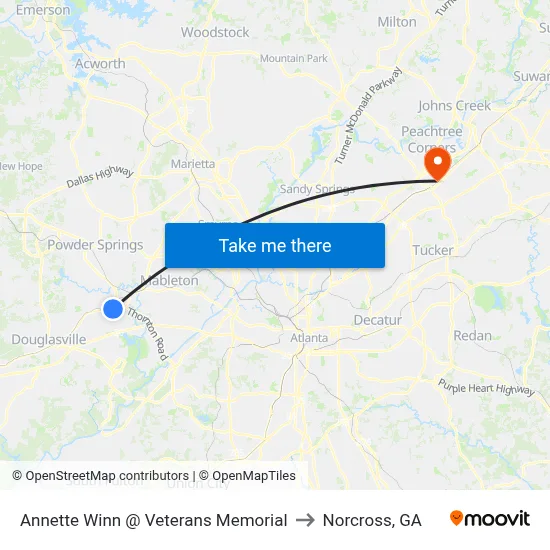 Annette Winn @ Veterans Memorial to Norcross, GA map