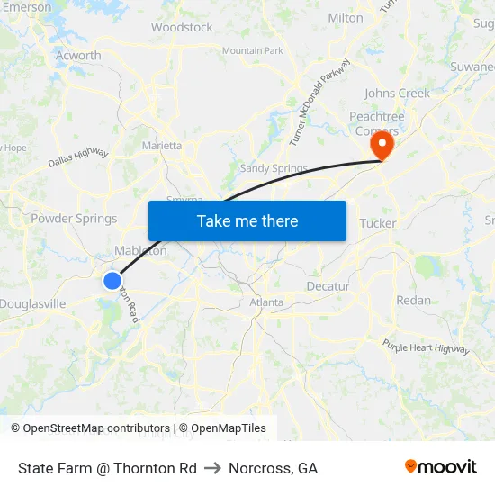 State Farm @ Thornton Rd to Norcross, GA map