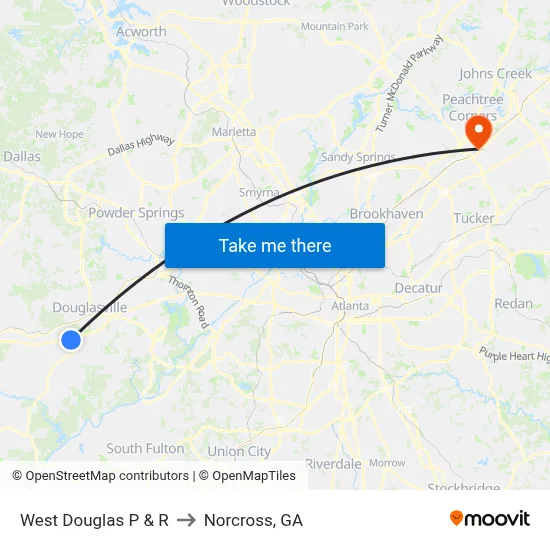 West Douglas P & R to Norcross, GA map