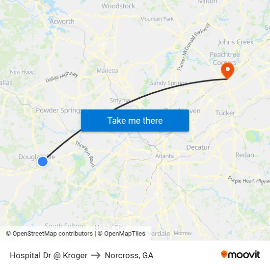 Hospital Dr @ Kroger to Norcross, GA map