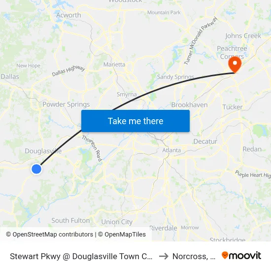 Stewart Pkwy @ Douglasville Town Center Ob to Norcross, GA map