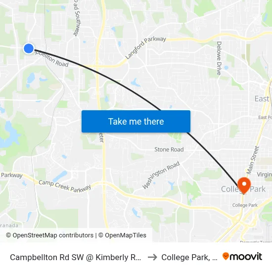 Campbellton Rd SW @ Kimberly Rd SW to College Park, GA map