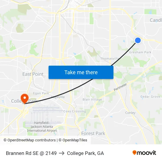 Brannen Rd SE @ 2149 to College Park, GA map