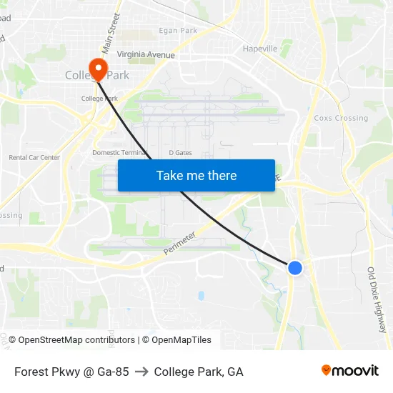 Forest Pkwy @ Ga-85 to College Park, GA map